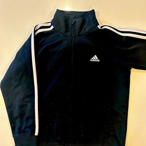 Adidas Logo Full Zip Track Jacket Black & White Boys Size 7